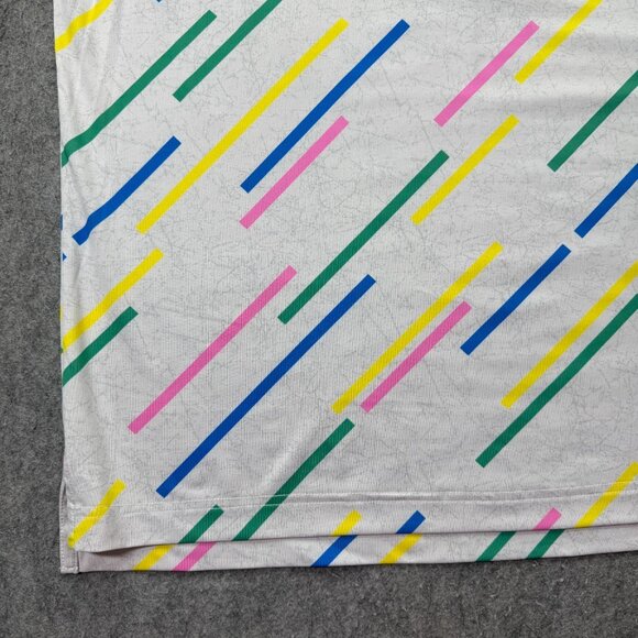 Chubbies Performance Polo Shirt Men L White Green Pink Blue Striped Stretch - Picture 4 of 13